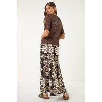 Roman Women's Stitch Detail V-Neck Knit Cardigan in Chocolate | Size: 20