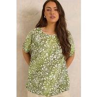 Evans Women's Short Sleeve Burnout Top in Green | Size: 22-24