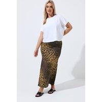 Yours Women's Leopard Print Maxi Skirt in Brown | Size: 10