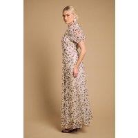 Oasis Women's Printed Textured Maxi Dress in Ivory | Size: 14