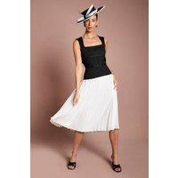 Coast Women's Lisa Tan Mono Bandage Peplum Georgette Pleated Skirt Midi Dress | Size: 10