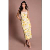 Coast Women's Muse Sequin Floral Pencil Dress in Yellow | Size: 16