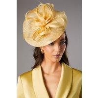 Coast Women's Loop & Feather Upturn Disc Fascinator in Lemon