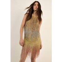 NastyGal Women's Festival Ombre Beaded Tassel Mini Dress | Size: 10