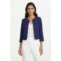 Wallis Women's Woven Contrast Collarless Jacket in Navy | Size: 18