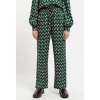 Louche Women's Emmanuella Retro Cubes Print Pyjama Style Trouser in Green | Size: 12