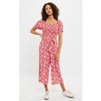 Louche Women's Ziba Roaring Daisy Print Shirred Bodice Cropped Jumpsuit in Pink | Size: 8