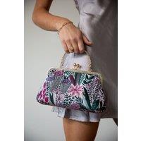 SVNX Women's Floral Embroidered Clutch Bag