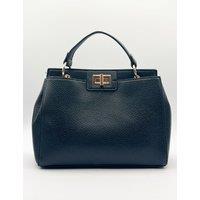SVNX Women's Black Faux Leather Handbag With Gold Trim