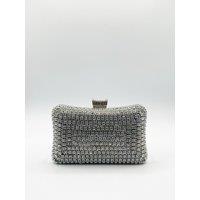SVNX Women's Silver Diamante Clutch Bag