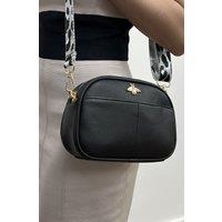 SVNX Women's Bee Embellished Rounded Crossbody Bag in Black