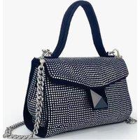 SVNX Women's Black Suede Rhinestone Grab Bag