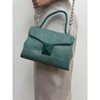 SVNX Women's Green Suede Rhinestone Grab Bag