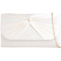 SVNX Women's Ruched Satin Clutch in Ivory