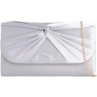 SVNX Women's Ruched Satin Clutch in Silver