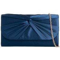 SVNX Women's Ruched Satin Clutch in Navy