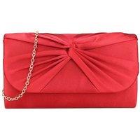 SVNX Women's Ruched Satin Clutch in Red