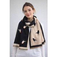 SVNX Women's Robin Embroidered Reversible Scarf in Black
