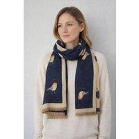 SVNX Women's Robin Embroidered Reversible Scarf in Navy
