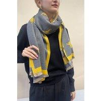 SVNX Women's Robin Embroidered Reversible Scarf in Mustard