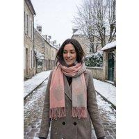 SVNX Women's Tree Print Cashmere Blend Scarf With Tassels in Pink