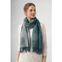 SVNX Women's Tree Print Cashmere Blend Scarf With Tassels in Green