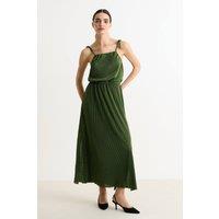 Louche Women's Mayra Pleat Sage Strappy Maxi Dress | Size: 14