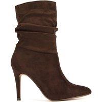 XY London Women's 'Velma' Ruched Pointed Toe Stiletto High Heeled Ankle Boots in Chocolate | Size: 7