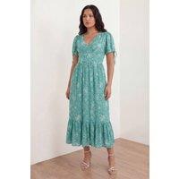 Lovedrobe Women's Seashell Print Short Sleeve Open Back Midaxi Dress in Teal | Size: 14