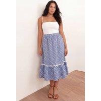 Lovedrobe Women's Gingham & Polka Dot Midi Skirt in Blue | Size: 26