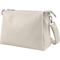 Kitise Women's Top Zipper Triple-Compartment Genuine Italian Leather Crossbody Bag in Beige