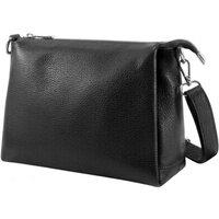 Kitise Women's Top Zipper Triple-Compartment Genuine Italian Leather Crossbody Bag in Black