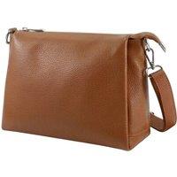Kitise Women's Top Zipper Triple-Compartment Genuine Italian Leather Crossbody Bag in Brown