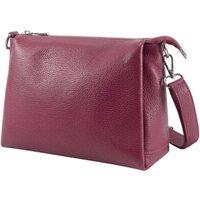 Kitise Women's Top Zipper Triple-Compartment Genuine Italian Leather Crossbody Bag in Burgundy
