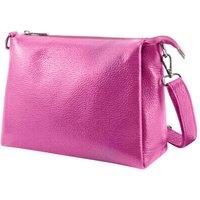 Kitise Women's Top Zipper Triple-Compartment Genuine Italian Leather Crossbody Bag in Fuchsia