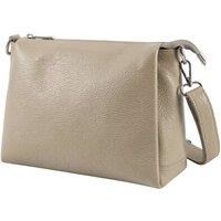 Kitise Women's Top Zipper Triple-Compartment Genuine Italian Leather Crossbody Bag in Khaki