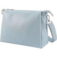 Kitise Women's Top Zipper Triple-Compartment Genuine Italian Leather Crossbody Bag in Light Blue