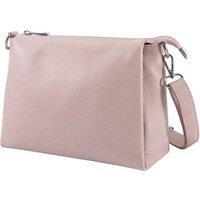 Kitise Women's Top Zipper Triple-Compartment Genuine Italian Leather Crossbody Bag in Pink