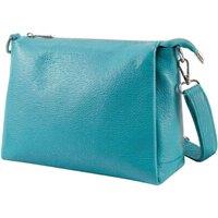 Kitise Women's Top Zipper Triple-Compartment Genuine Italian Leather Crossbody Bag in Turquoise