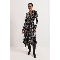 Phase Eight Women's Caitlin Asymmetric Wrap Midi Dress in Black | Size: 14
