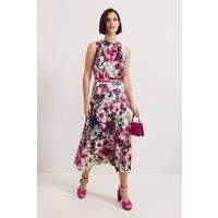 Phase Eight Women's Janina Floral Pleated Midi Dress in Pink | Size: 16