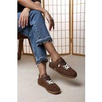 Where's That From Women's Anaiah Low Profile Side Panel Detailed Trainer in Brown | Size: 4