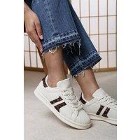 Where's That From Women's Yamileth Stripe Panel Detailed Trainer in Beige | Size: 7