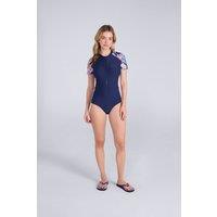 Animal Women's 'Isla' Short Sleeve Surf Suit Stretchy Chlorine Resistant Swimwear in Navy | Size: 18
