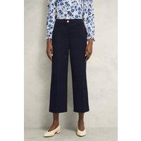 Hobbs London Women's Norfolk Cropped Wide Leg Trouser in Dark Navy | Size: 20