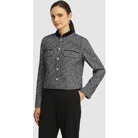 Hobbs London Women's Tammie Mandarin Collar Jacket in Charcoal | Size: 18