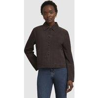Hobbs London Women's Montana Cropped Button Up Jacket in Dark Brown | Size: 14