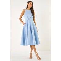 Roman Women's Twist Front Prom Midi Dress in Light Blue | Size: 16