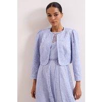 Phase Eight Women's Sakura Embroidered Cropped Jacket in Pale Blue | Size: 12