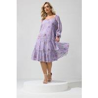 Yours Women's Floral Midi Dress in Purple | Size: 24